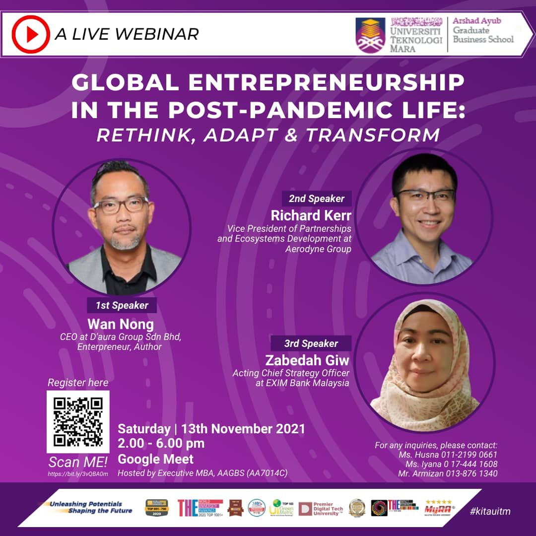 Webinar: Global Entrepreneurship In The Post-Pandemic Life - Rethink, Adapt & Transform